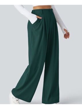 HALARA Dark Green Wide Leg High Waist Pants